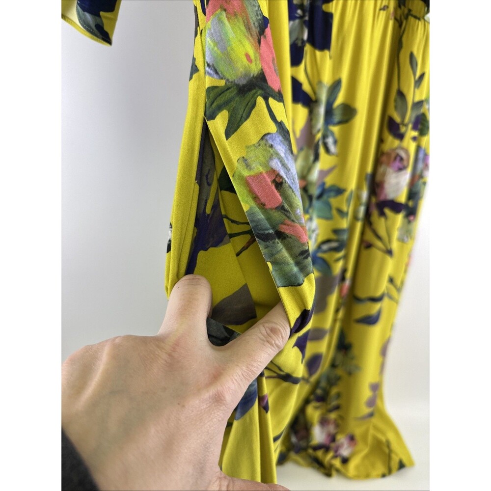 Soft Surroundings Maise Floral Smocked Midi Dress Yellow Flutter Sleeve Plus 2X - Picture 5 of 13